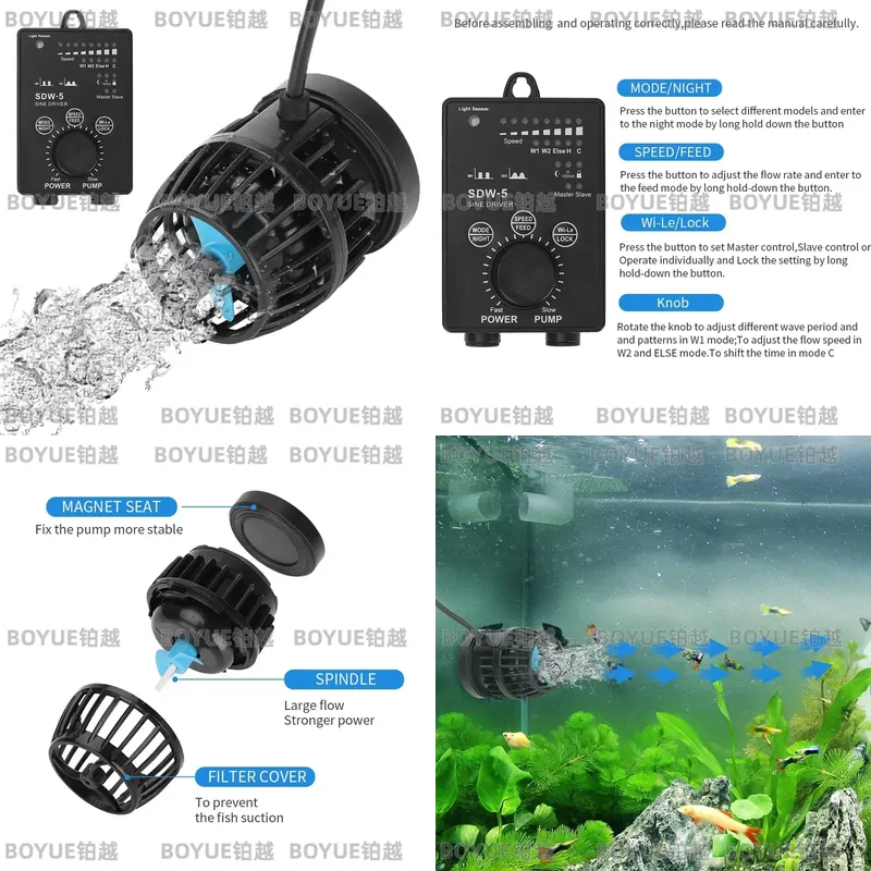 Powerhead Wave Maker - Бесшумный циркуляционный насос-волнообразователь WiFi для аквариумов,